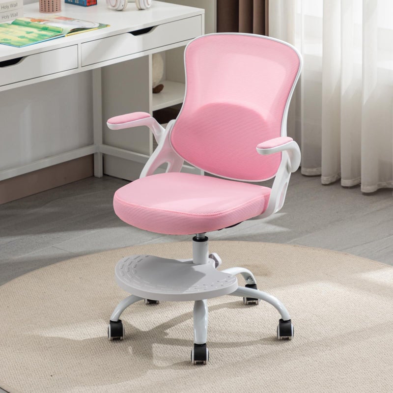 Kids Desk ChairErgonomic Study Chair with Adjustable HeightSwivel Mesh Desk Chair with WheelsHome Office Chair for Children in Home Bedroom Pink