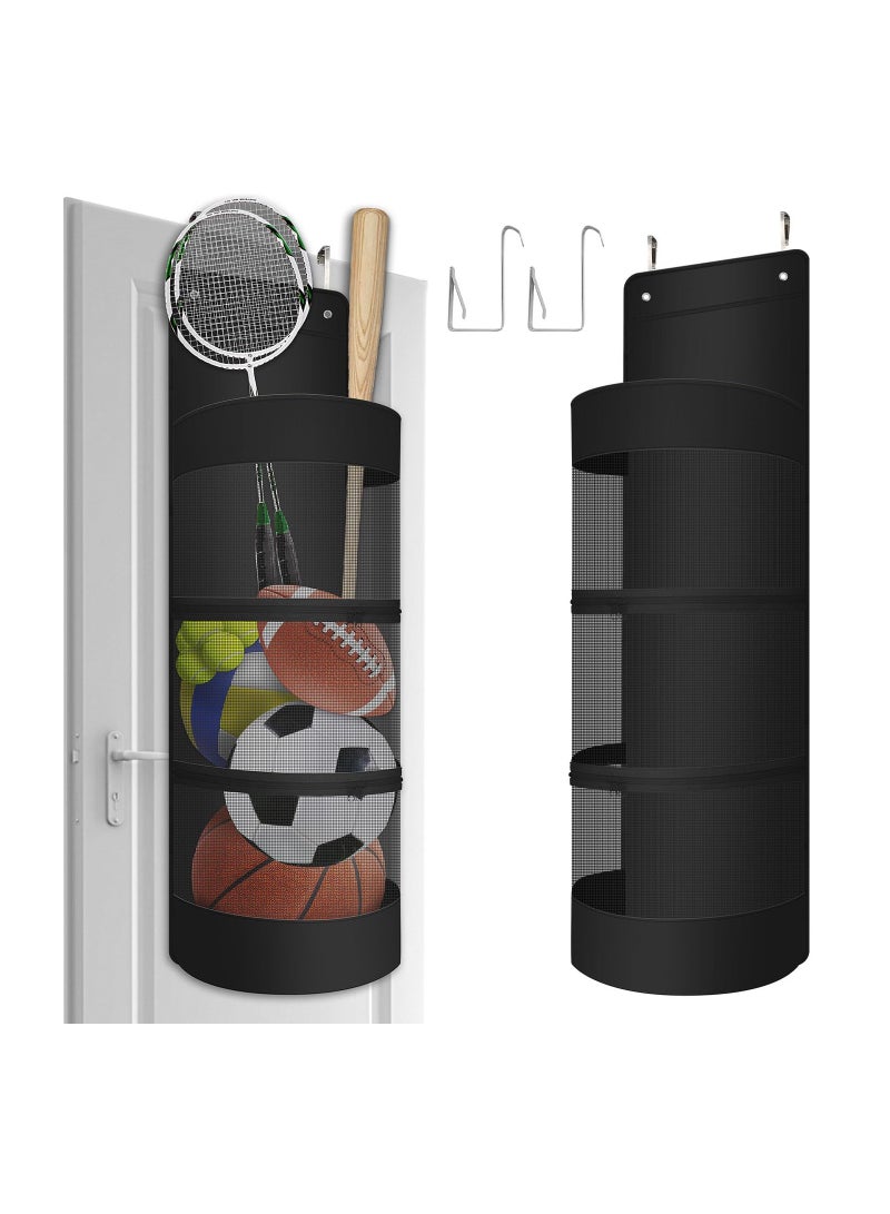 KASTWAVE Over The Door Hanging Sports Equipment and Ball Storage, Ball Storage with Metal Hook, Sports Equipment Organizer for Hold Soccer Basketball Football Volleyball Tennis and Toys - Image 1