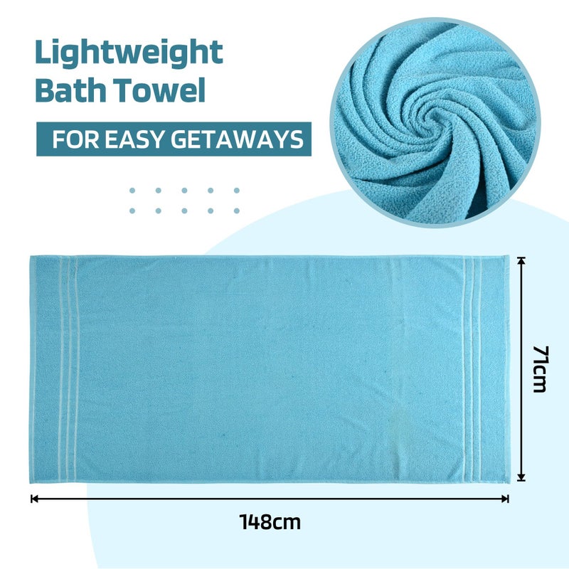 Kuber Industries Kuber Industries (Pack of 2) Bath Towel | 144 GSM Cotton Unisex Bathroom Towel | 30x60 Inch | Towel for Bath-Gym-Travel-Beach-Pool | Towel for Bathing | Towels for Bath | Plain Lining | Sky Blue  - Image 3