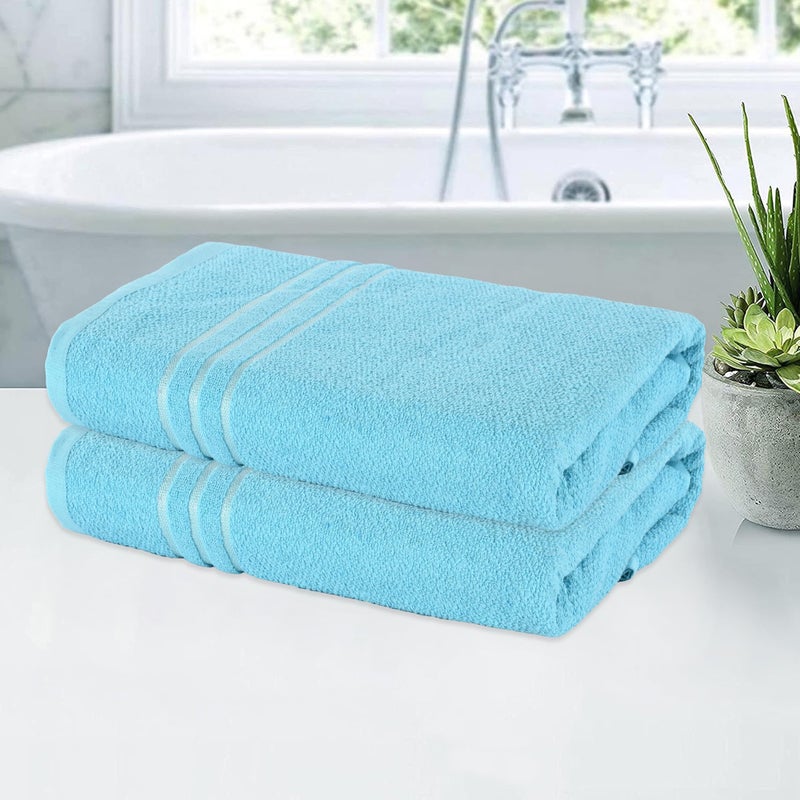 Kuber Industries Kuber Industries (Pack of 2) Bath Towel | 144 GSM Cotton Unisex Bathroom Towel | 30x60 Inch | Towel for Bath-Gym-Travel-Beach-Pool | Towel for Bathing | Towels for Bath | Plain Lining | Sky Blue  - Image 1