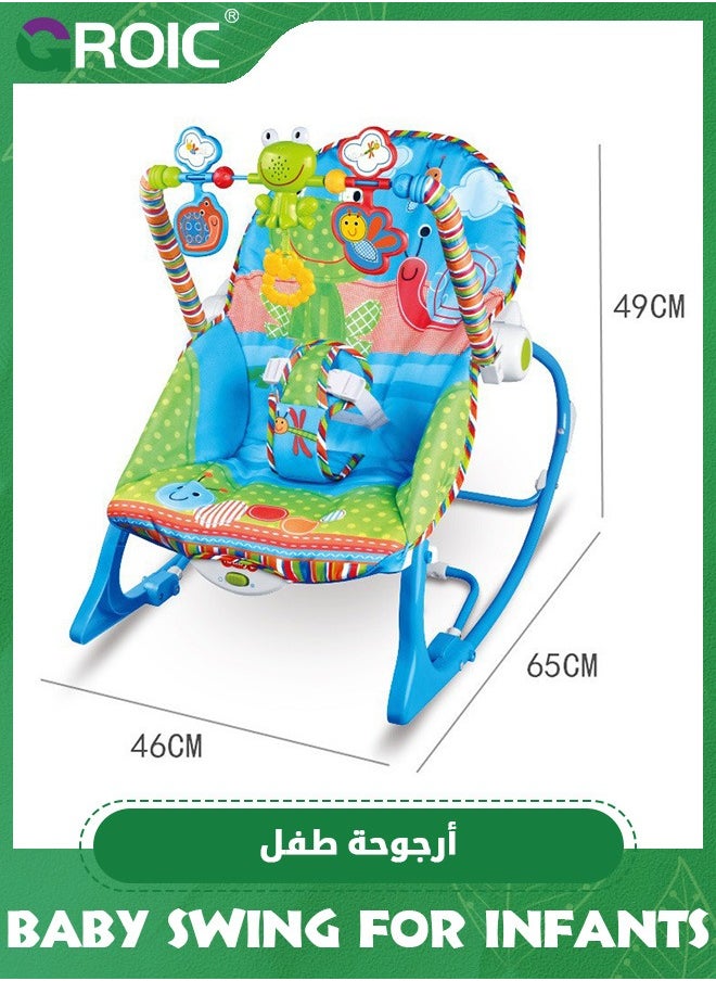 GROIC - Baby Swing for Infants,Portable Baby Bouncer Soothing Vibrations Infant Seat with Removable Toy Bar,Electric Rocking Chair for Baby with Intelligent Music - Image 1