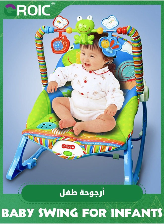 GROIC - Baby Swing for Infants,Portable Baby Bouncer Soothing Vibrations Infant Seat with Removable Toy Bar,Electric Rocking Chair for Baby with Intelligent Music - Image 1