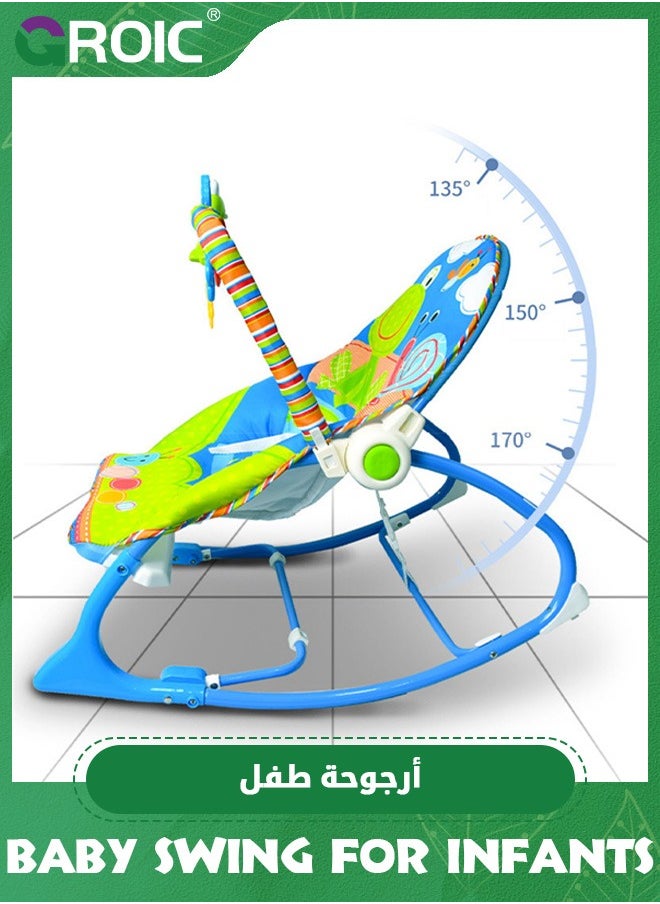 GROIC - Baby Swing for Infants,Portable Baby Bouncer Soothing Vibrations Infant Seat with Removable Toy Bar,Electric Rocking Chair for Baby with Intelligent Music - Image 1