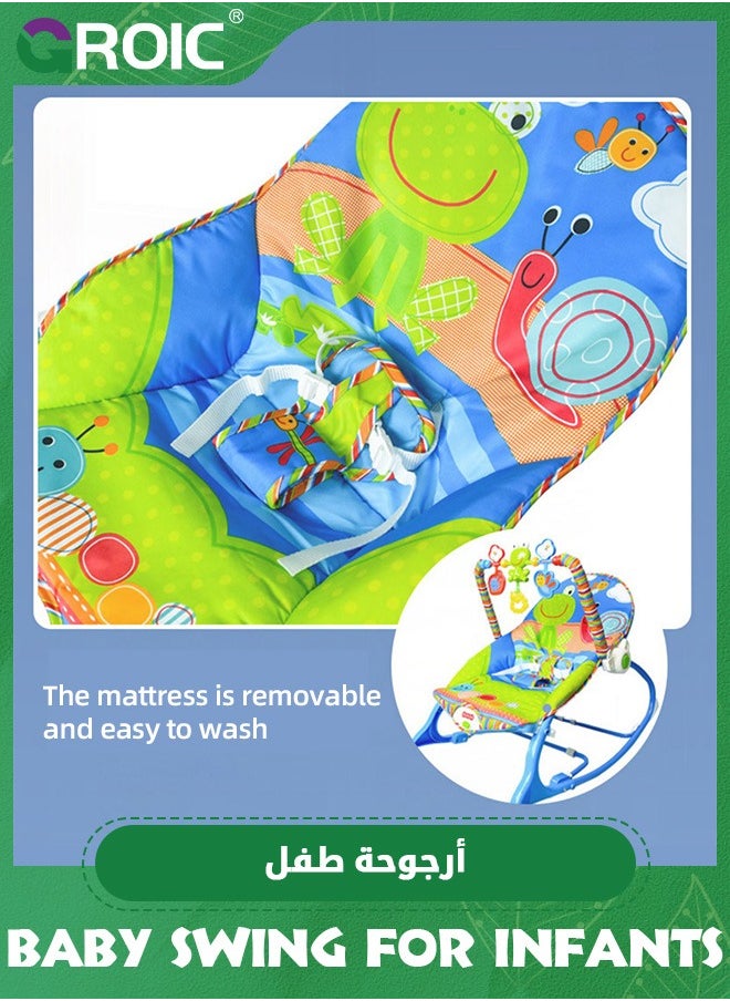 GROIC - Baby Swing for Infants,Portable Baby Bouncer Soothing Vibrations Infant Seat with Removable Toy Bar,Electric Rocking Chair for Baby with Intelligent Music - Image 1