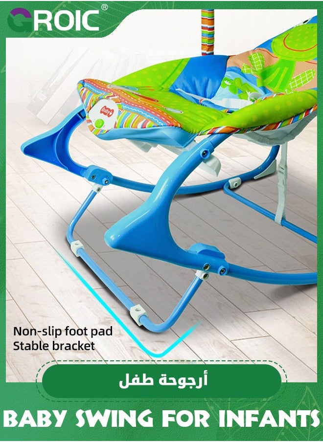 GROIC - Baby Swing for Infants,Portable Baby Bouncer Soothing Vibrations Infant Seat with Removable Toy Bar,Electric Rocking Chair for Baby with Intelligent Music - Image 1