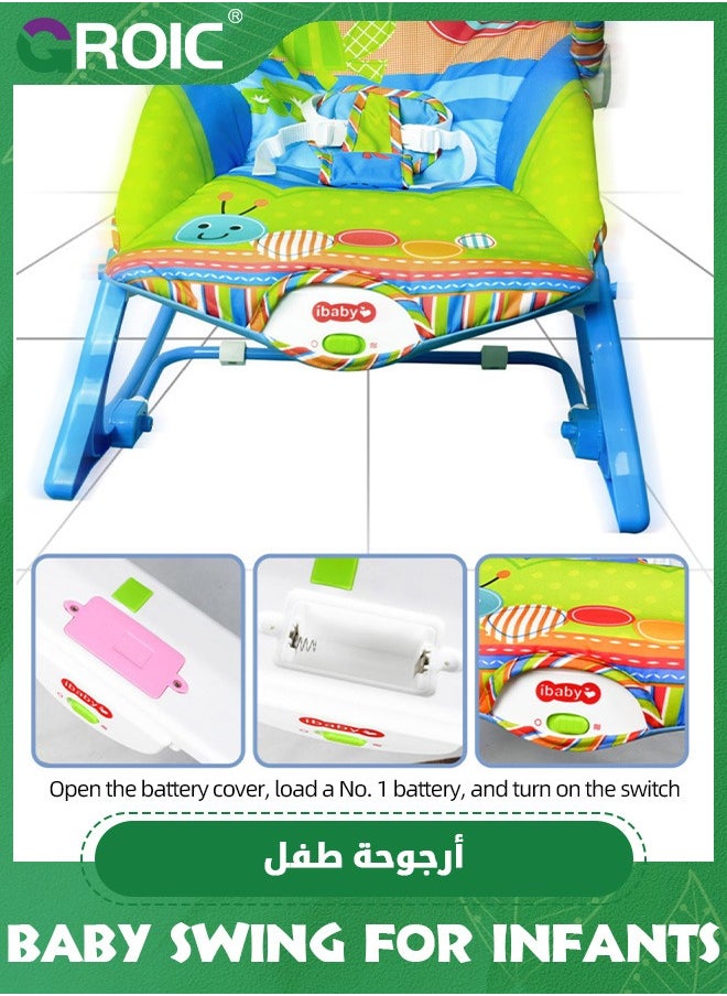 GROIC - Baby Swing for Infants,Portable Baby Bouncer Soothing Vibrations Infant Seat with Removable Toy Bar,Electric Rocking Chair for Baby with Intelligent Music - Image 1