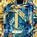 OUKELANWO Magic Lord Rings DND Dice Set with Box 7Pcs Resin LOTR DD Dice Set for Role Playing Game Blue Gold Dungeons Dragons D and D Sharp Edge Dice D20 D12 D10 D8 D6 D4 - Image 2