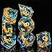 OUKELANWO Magic Lord Rings DND Dice Set with Box 7Pcs Resin LOTR DD Dice Set for Role Playing Game Blue Gold Dungeons Dragons D and D Sharp Edge Dice D20 D12 D10 D8 D6 D4 - Image 4
