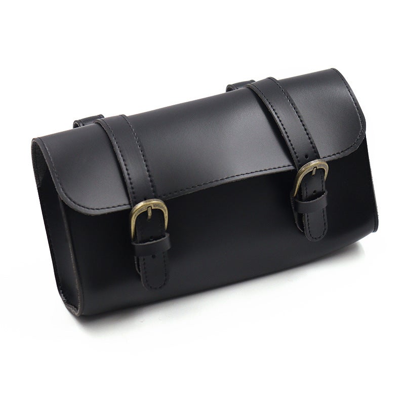 Generic in stock Outdoor Bicycle Retro Head Hanging Bag PU Leather Electric Car Hanging Bag Road Bike Cycling Storage Bag Black 