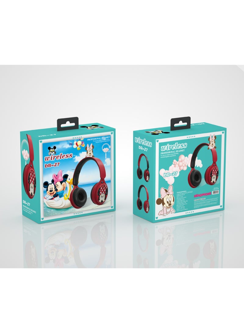 Minnie Mouse Pattern Foldable Wireless Bluetooth Headset for Students and Children, Gaming Headset, Supports FM Computer and Mobile Phone Music, Stereo Headset - Image 2