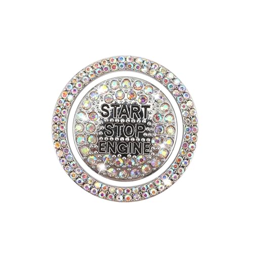 Hugwits 2 PCS Bling Crysta Car Engine Start Stop Ring Stickers Sparkling Rhinestone Push Start Button Cover Decals Bling Car Interior Accessories for Women Multicolored - Image 1
