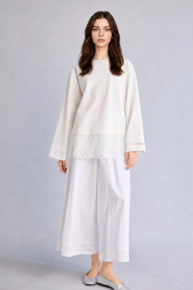 ديفاكتو Loose Fit Thin Sweatshirt Fabric Long Sleeve Tunic