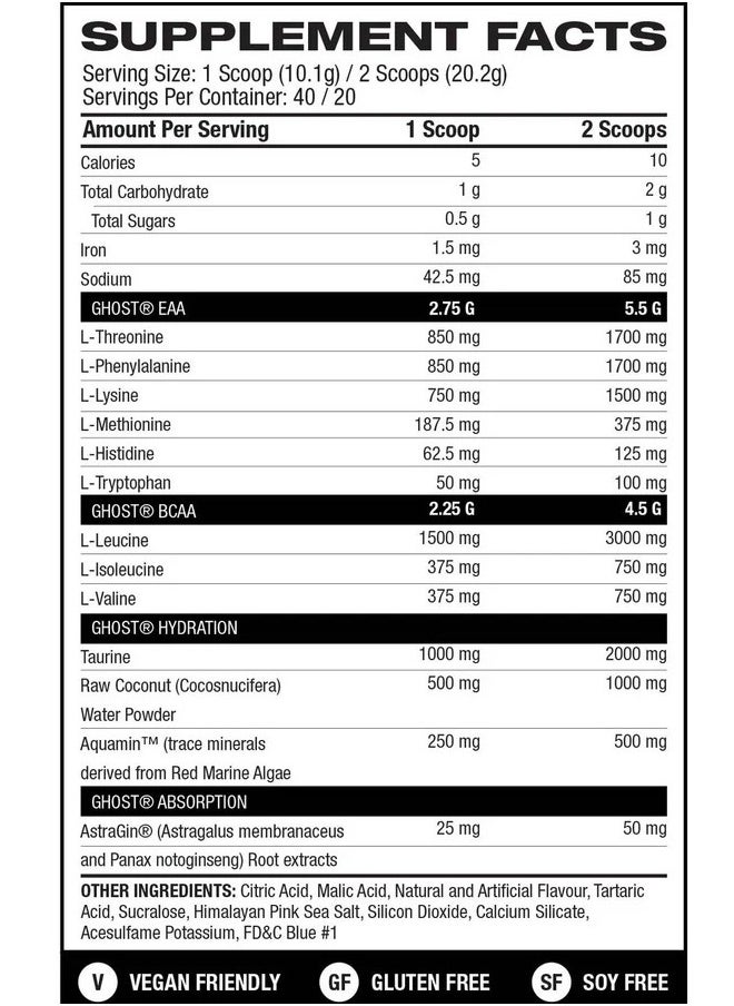 Ghost Amino Acid Intra-Workout - Blue Raspberry - (40 Servings)  - Image 2