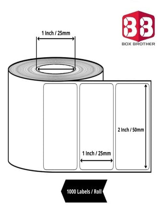 Box Brother White Thermal Barcode Label Sticker || 2 x 1 inches, 50mm x 25mm || 1000 Labels Per Roll || White Self Adhesive Sticker for Printing Barcode Labels (Pack of 1_1000 Labels) - Image 2