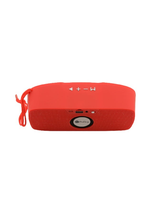 ProOne ProOne PSB4109 Portable Bluetooth Speaker – Wireless, Powerful Bass, IPX4 Waterproof, TWS Function, FM Radio, AUX/USB/TF Card Support, 1200mAh Battery – Red / Grey  - Image 4