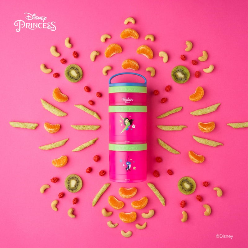 Whiskware Disney Princess Stackable Snack Containers for Kids, 3 Stackable Snack Cups for School and Travel, Mulan and Cri-Kee - Image 5