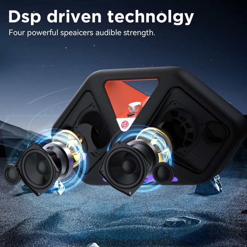 BUGANI Bluetooth Speaker 120W Peak Power, Waterproof Party Speaker with Subwoofer, 12H Wireless Playtime, Portable Outdoor Speaker for Camping & Beach, IPX5 Water-Resistant - Image 4
