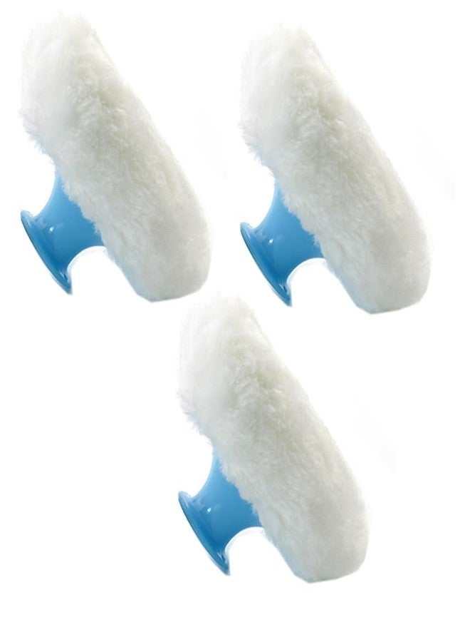 Luzen 3Pcs Ultra Soft Fluffy Powder Puffs Round Face Body Cosmetic Powder Puff Loose Powder Puffs with Handle Beauty Puff Sponge, Blue - Image 3