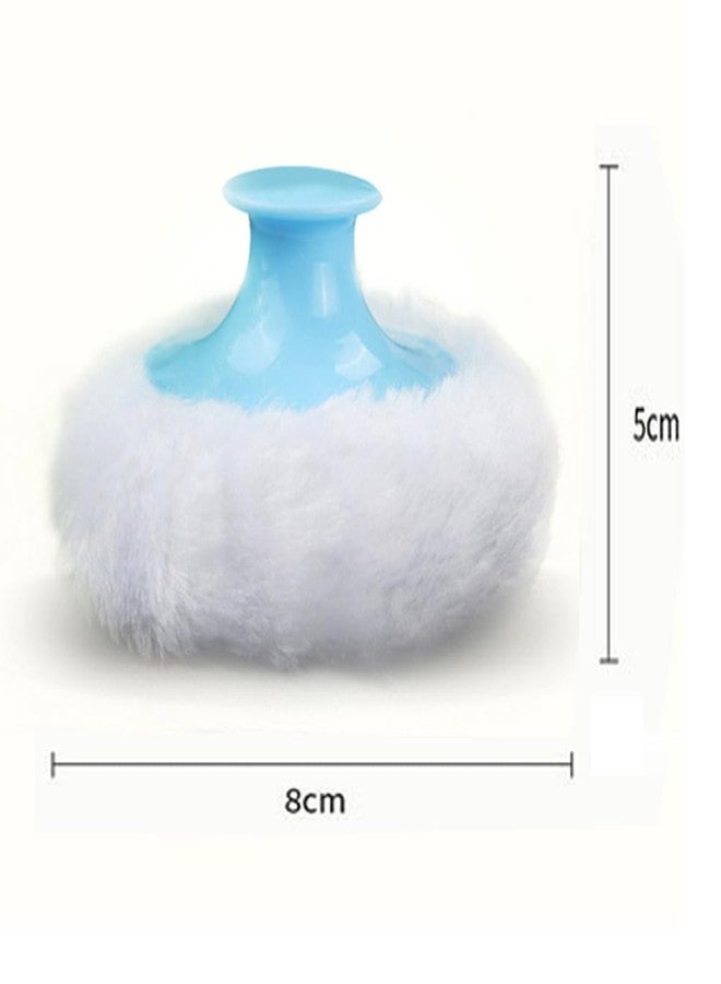 Luzen 3Pcs Ultra Soft Fluffy Powder Puffs Round Face Body Cosmetic Powder Puff Loose Powder Puffs with Handle Beauty Puff Sponge, Blue - Image 2