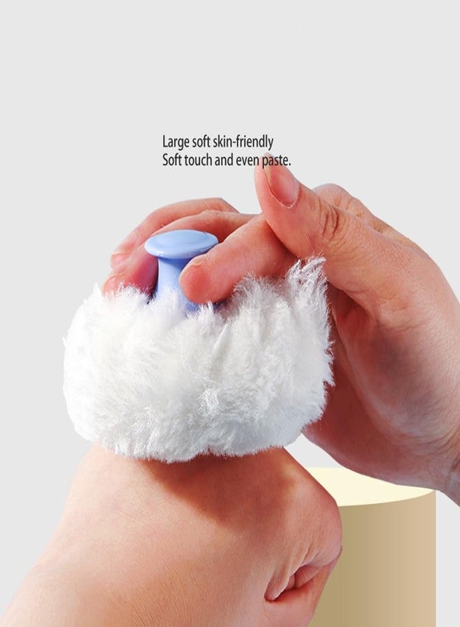 Luzen 3Pcs Ultra Soft Fluffy Powder Puffs Round Face Body Cosmetic Powder Puff Loose Powder Puffs with Handle Beauty Puff Sponge, Blue - Image 4