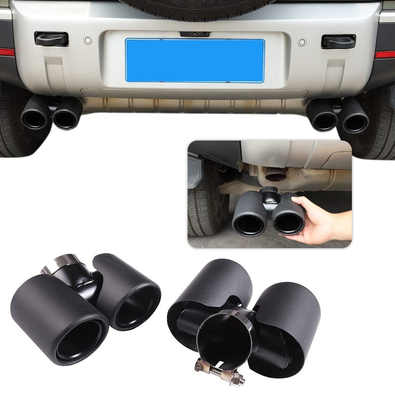 JONKOKO 100 Real Carbon Fiber Car Exhaust Pipe Noise Canceller Cover Stainless For Land Rover Defender 20202025 90 110 Auto Accessories Matte Carbon Fiber - Image 2