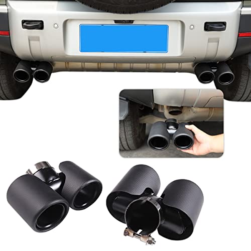JONKOKO 100 Real Carbon Fiber Car Exhaust Pipe Noise Canceller Cover Stainless For Land Rover Defender 20202025 90 110 Auto Accessories Matte Carbon Fiber - Image 1