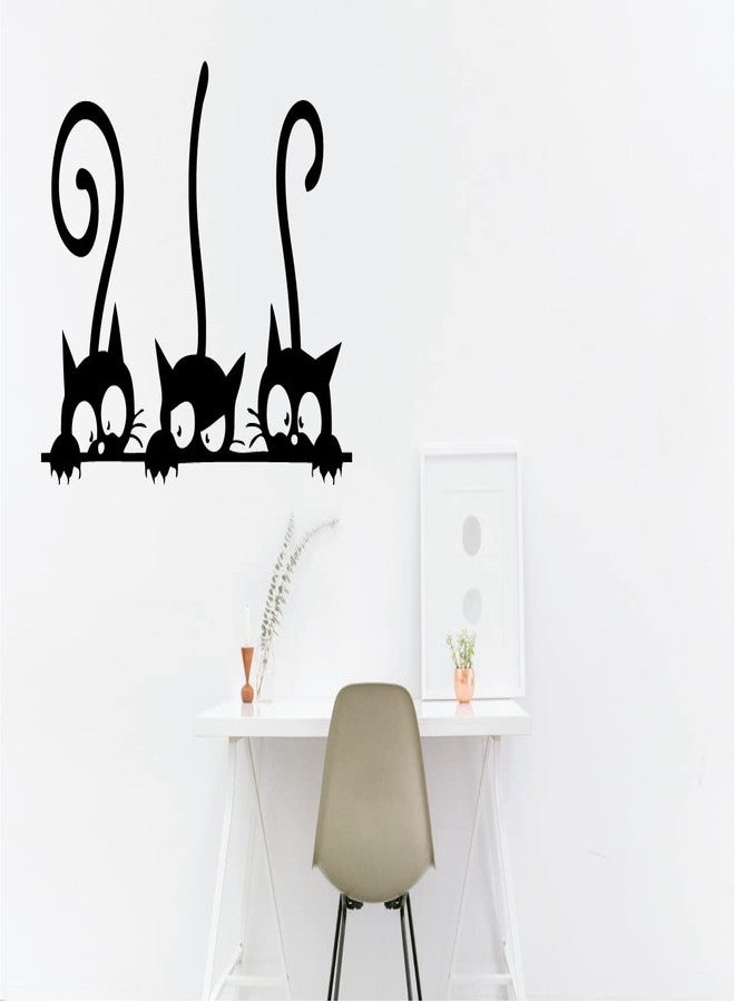 Decaltor Wall PVC Wall Sticker Decal Quote Art Vinyl Cat Pattern 8''×12' Black - Image 2