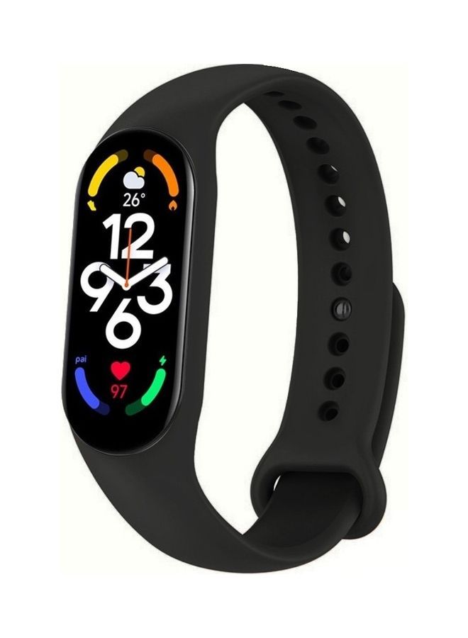 NIBEMINENT Xiaomi Mi Band 7 Replacement Strap Soft Silicone Watch Sport Wristband Bracelet Compatible with Smart Fitness Tracker 2022 Release Black  - Image 1