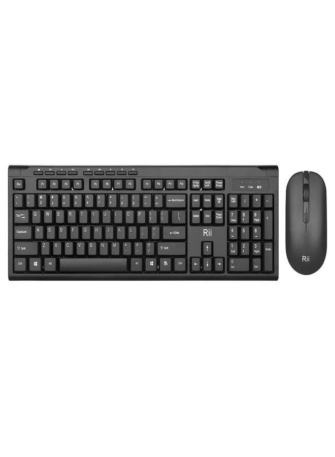 RII Wireless Keyboard and Mouse Combo,Rii RK211 2.4G Full-Sized Ergonomic Keyboard Mouse,4 DPI Adjustable Cordless USB Keyboard and Mouse for Computer/Laptop/Windows/Mac - Image 1