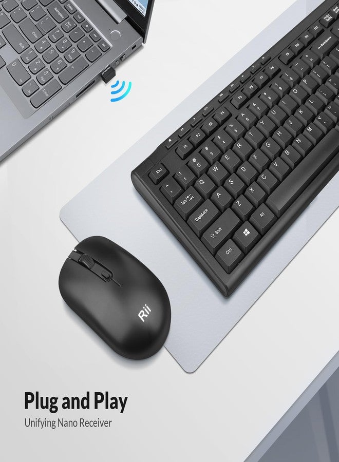 RII Wireless Keyboard and Mouse Combo,Rii RK211 2.4G Full-Sized Ergonomic Keyboard Mouse,4 DPI Adjustable Cordless USB Keyboard and Mouse for Computer/Laptop/Windows/Mac - Image 2