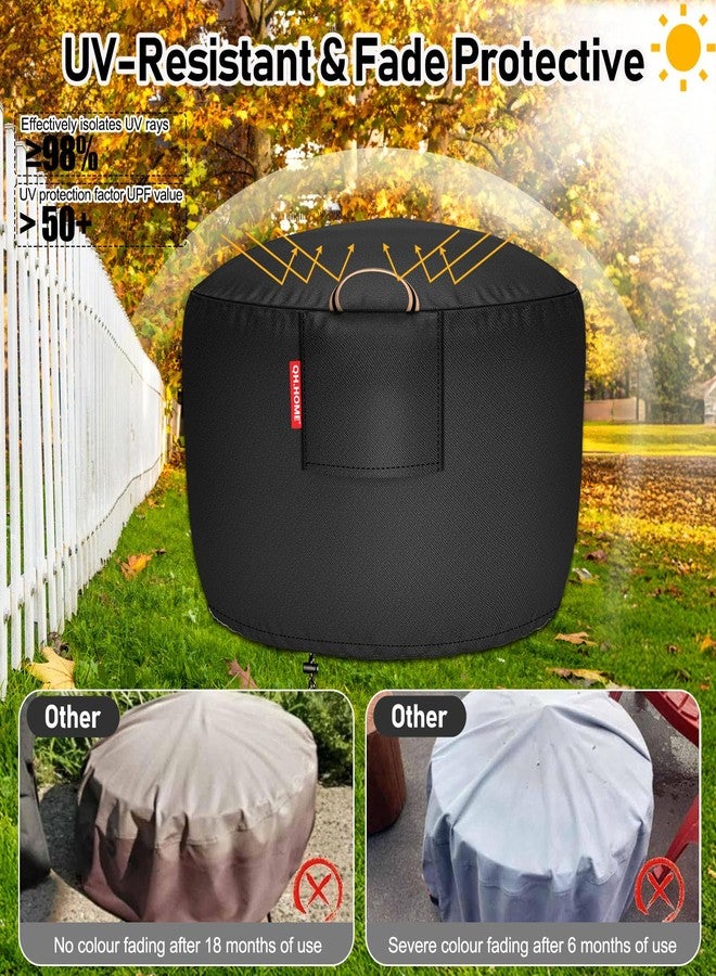 QH.HOME [2025 Upgraded 900D Fabric] Fire Pit Cover Round for 33-36 inch Fire Pit, 900D Heavy Duty Waterproof Fabric with Air Vent, Handle & Tightening Drawstring, 36" Dia x 24" H -Black - Image 5