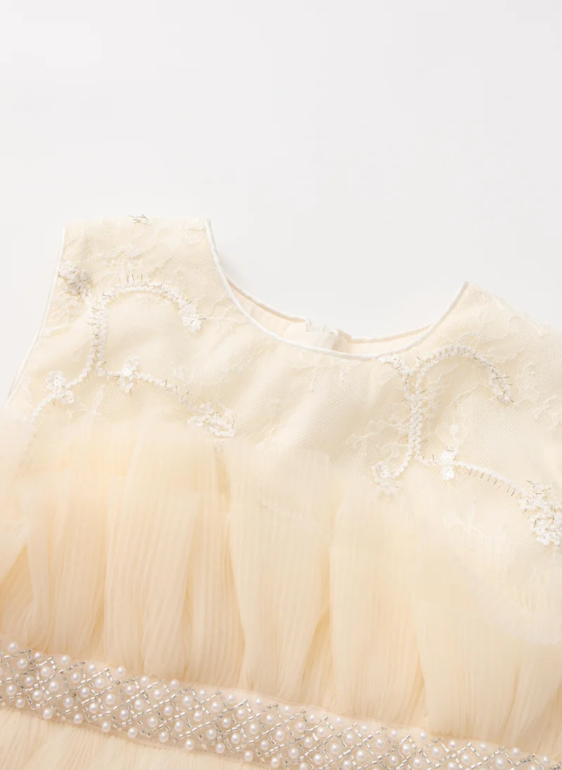 Balabala cream Kids Girls Woven one-piece dress for Women | Best Price UAE