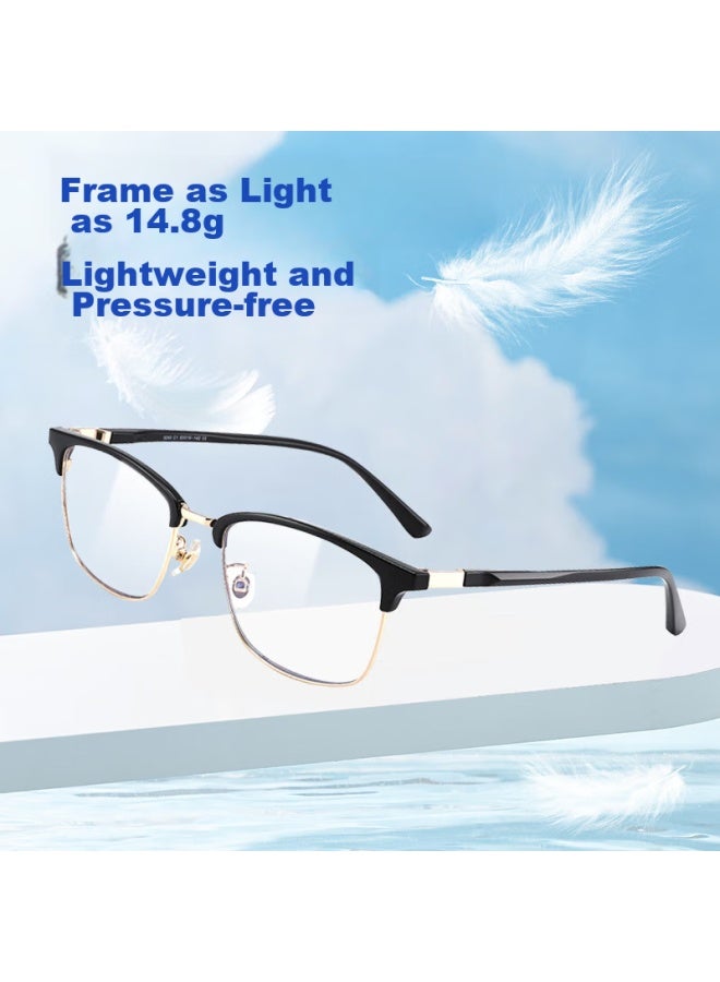 Borsiyzol Men's Imported High Definition Anti-blue Light Reading Gl Top 10 Ranking 8015 Black Gun Color +3.50 Strength - Image 1