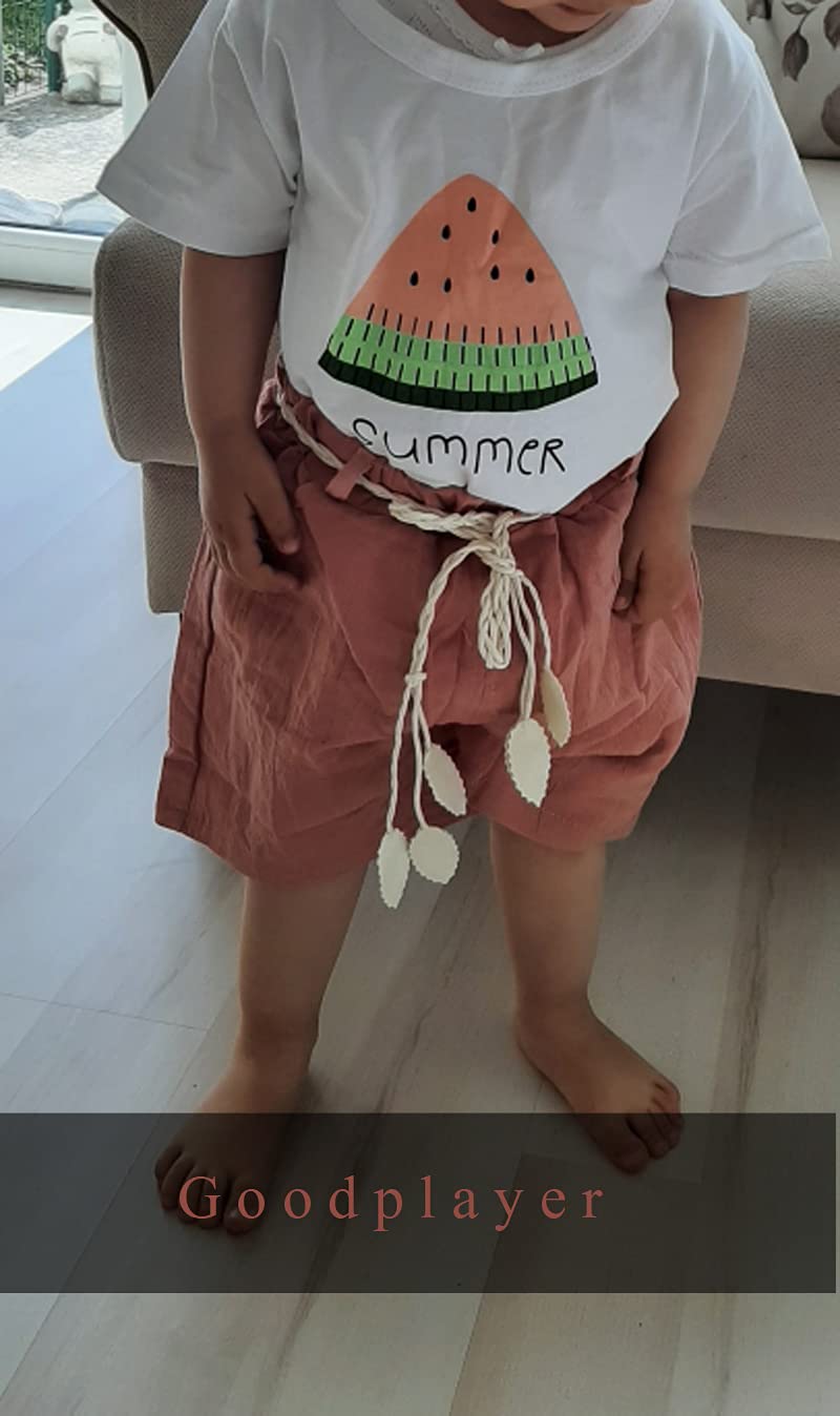 Goodplayer Toddler Baby Girls Summer Clothes Set Kids Watermelon Print T-shirt Short Sets Outfits for 1-4 Years Old (18-24 Months, Pink) - Image 2