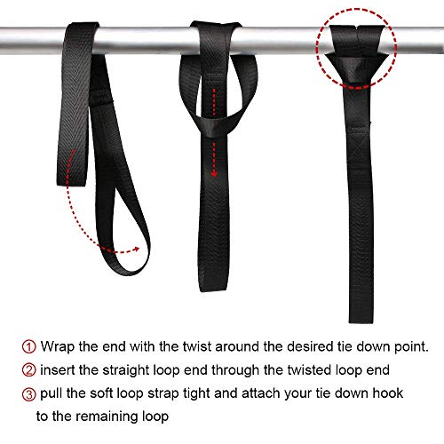Boncas Heavy Duty 1,200lb. Workload Soft Loop Tie Down Straps for Towing or Trailering ATV, UTV, Motorcycle, Lawn Garden Equipment (Set of 8) (18 Inches, Black) - Image 5