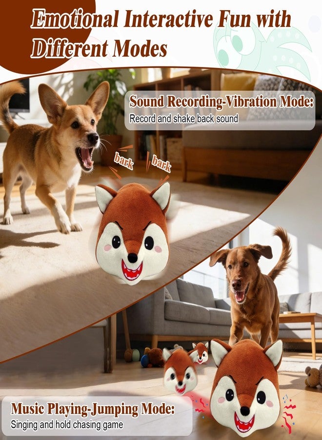 Mity rain Interactive Dog Toys Fox with Thicken Plush, Moving Dog Toy with Recording Mode Shaking & Singing Mode Bouncing, Funny Ball Jumping to Keep Them Busy & Chase, Rechargeable (No Zipper) - Image 2