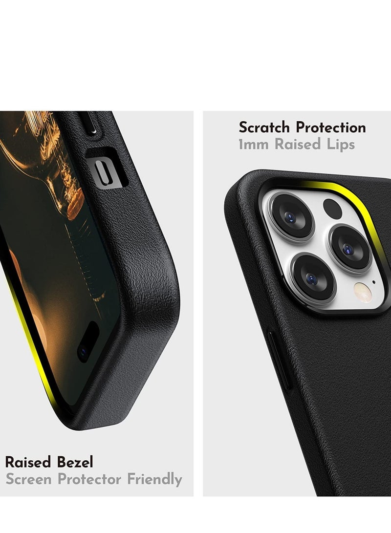 Leather Case Compatible with iPhone 14 Pro Max Case 6.7 inch, Premium PU Leather Phone Case Cover (with Buttons & Microfiber Lining) for iPhone 14 Pro Max Black - Image 4