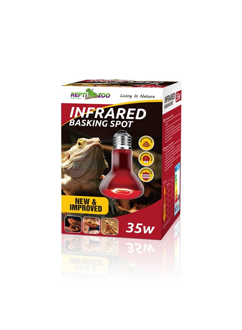 REPTIZOO REPTI ZOO Reptile 35W Infrared Heat Lamp Bulb,1 Pack Infrared Basking Spot Light for Reptiles & Amphibian,Bearded Dragon,Leopard Gecko,Turtle,Lizard,Chickens | Pet Brooders Night Heat Lamp (IFL35W)  - Image 4