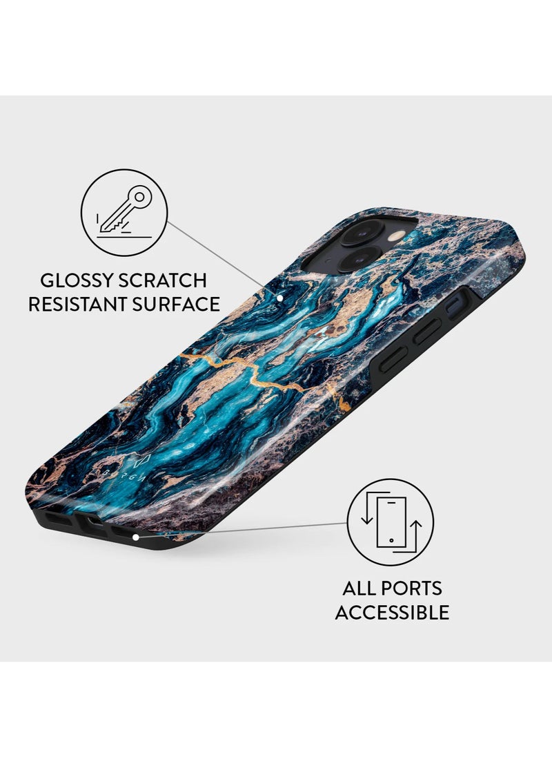 BURGA - iPhone 15 Case, 2 Piece Hard Shell + TPU Silicone Interior, Shock Absorption, All Port Accessible, Raised Bezel For Screen & Camera Protection, Never Fading HQ Print,Mystic River - Image 1