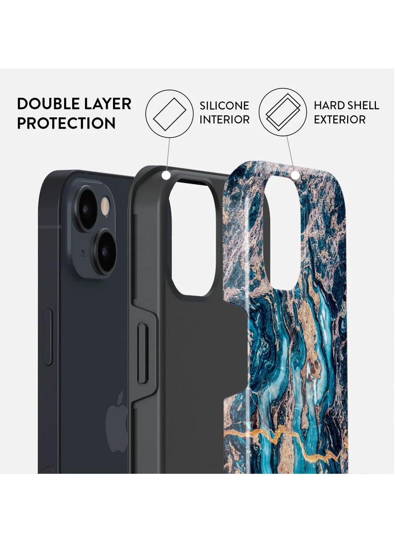 BURGA - iPhone 15 Case, 2 Piece Hard Shell + TPU Silicone Interior, Shock Absorption, All Port Accessible, Raised Bezel For Screen & Camera Protection, Never Fading HQ Print,Mystic River - Image 1