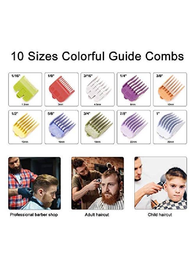 10 Color Professional Hair Trimmer/Clipper Guard Combs Guide Combs Coded Cutting Guides/Combs 3170400 1/16” To 1 Great For Hair Clippers/Trimmers Attachment