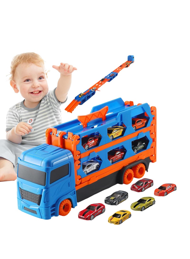 مارلا مول ألعاب أطفال صغار للأولاد بعمر 3 4 4 5 6 سنوات، ألعاب شاحنة نقل 64 بوصة ألعاب شاحنة نقل، ألعاب مضمار سباق سيارات للأطفال، مجموعة ألعاب سيارات للأطفال الصغار مجموعة مضمار للأطفال الأولاد البنات - Image 1