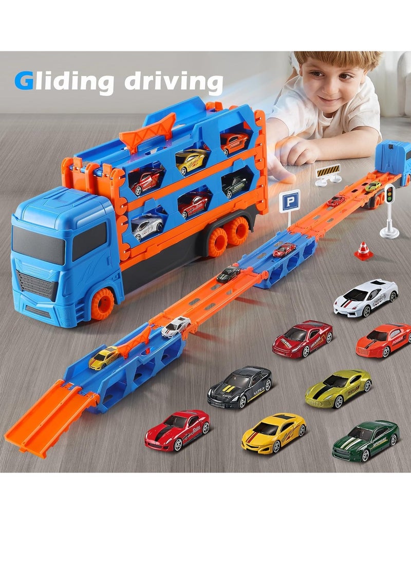 مارلا مول ألعاب أطفال صغار للأولاد بعمر 3 4 4 5 6 سنوات، ألعاب شاحنة نقل 64 بوصة ألعاب شاحنة نقل، ألعاب مضمار سباق سيارات للأطفال، مجموعة ألعاب سيارات للأطفال الصغار مجموعة مضمار للأطفال الأولاد البنات - Image 3