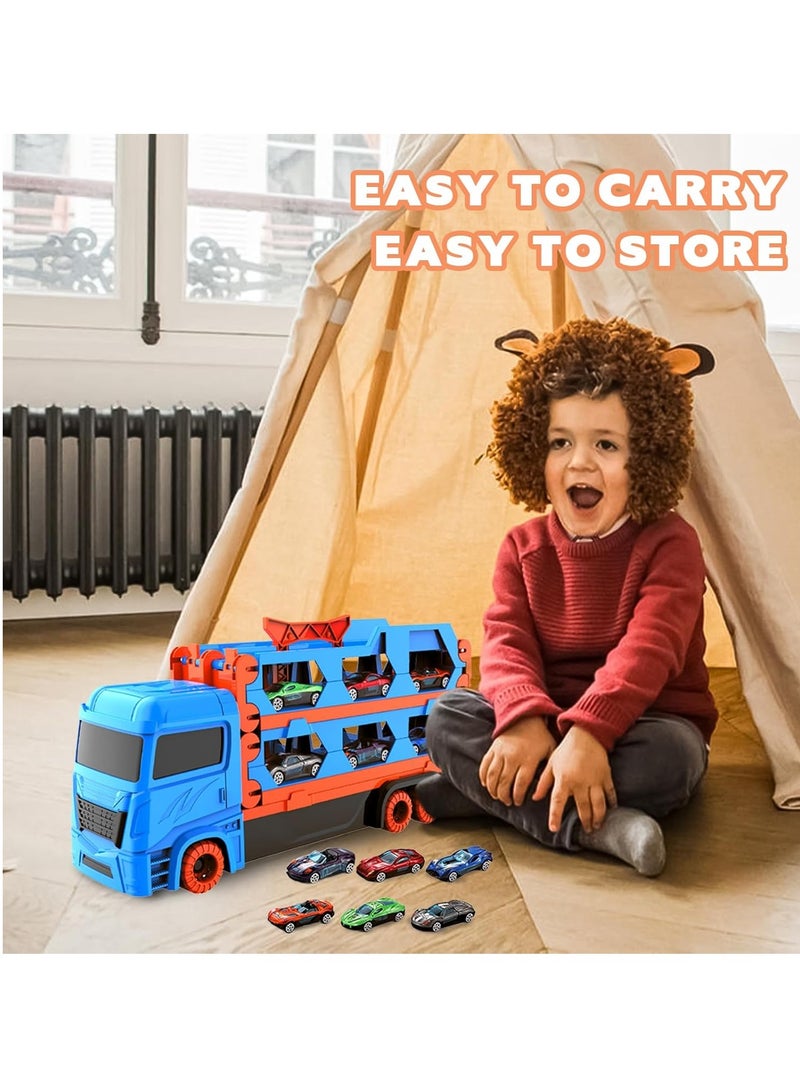 مارلا مول ألعاب أطفال صغار للأولاد بعمر 3 4 4 5 6 سنوات، ألعاب شاحنة نقل 64 بوصة ألعاب شاحنة نقل، ألعاب مضمار سباق سيارات للأطفال، مجموعة ألعاب سيارات للأطفال الصغار مجموعة مضمار للأطفال الأولاد البنات - Image 4