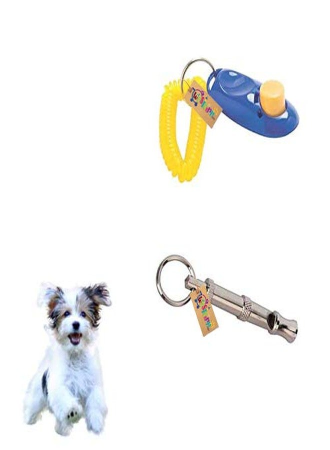 Western Era Training Combo of Adjustable Pet Dog and Puppy Coach Canine Commands Quiet Control Training Whistle & Clicker with Wrist Strap (Pack of 2) - Image 1