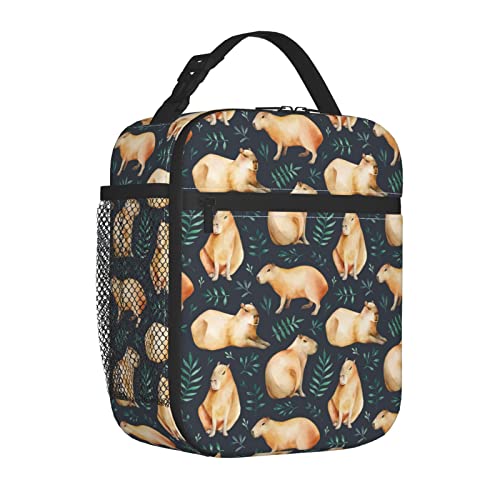 Yilad Capybaras Leaf Lunch Box Insulated Thermal Reusable Lunch Bag Cooler Totes For Men Work Office Picnic Hiking - Image 1