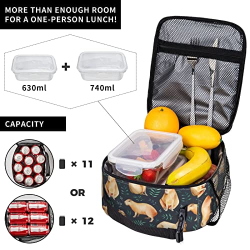 Yilad Capybaras Leaf Lunch Box Insulated Thermal Reusable Lunch Bag Cooler Totes For Men Work Office Picnic Hiking - Image 3