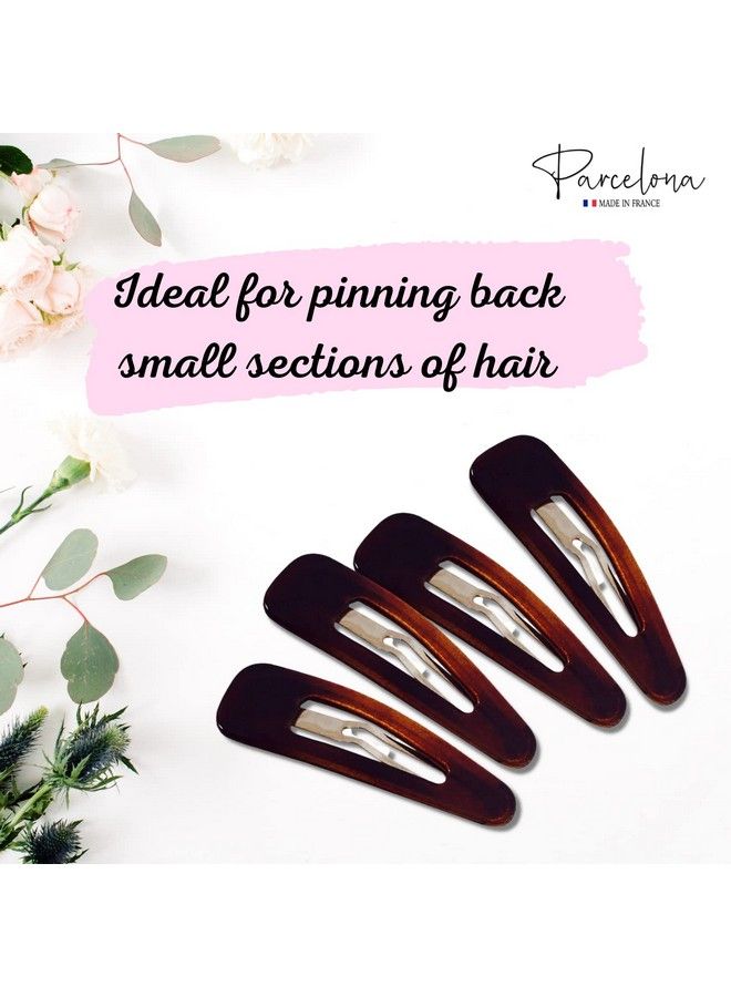 Parcelona French Mini Set Of 4 Small Celluloid Acetate Snap Hair Clips No Slip Fashion Durable Styling Women Hair Accessories Girls Snap Hair Barrette Made In France (Tortoise Shell Brown) - Image 4