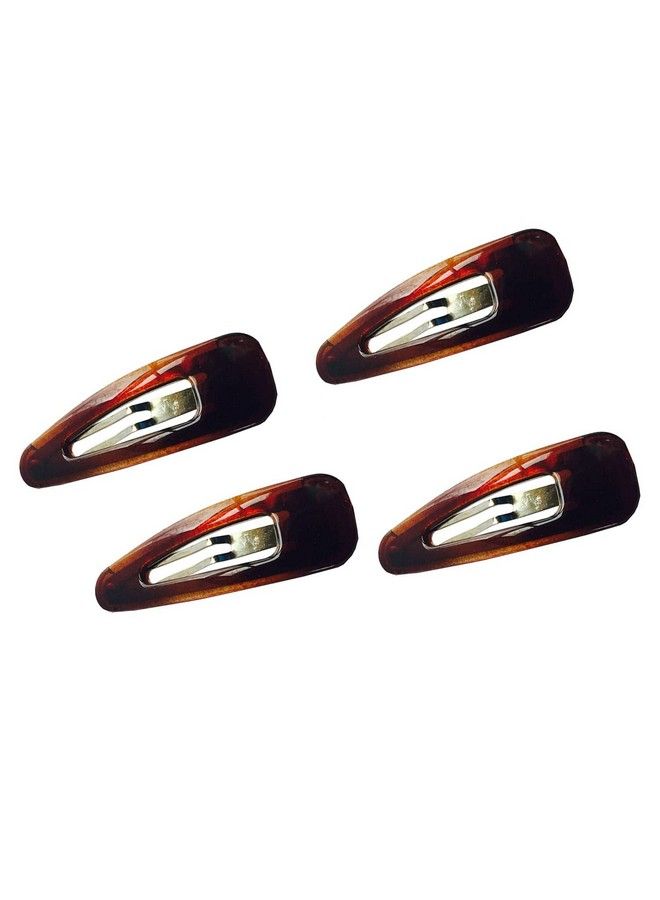 Parcelona French Mini Set Of 4 Small Celluloid Acetate Snap Hair Clips No Slip Fashion Durable Styling Women Hair Accessories Girls Snap Hair Barrette Made In France (Tortoise Shell Brown) - Image 2