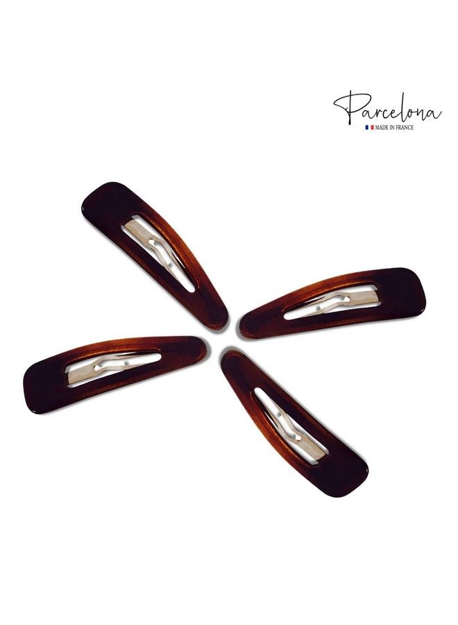 Parcelona French Mini Set Of 4 Small Celluloid Acetate Snap Hair Clips No Slip Fashion Durable Styling Women Hair Accessories Girls Snap Hair Barrette Made In France (Tortoise Shell Brown) - Image 5